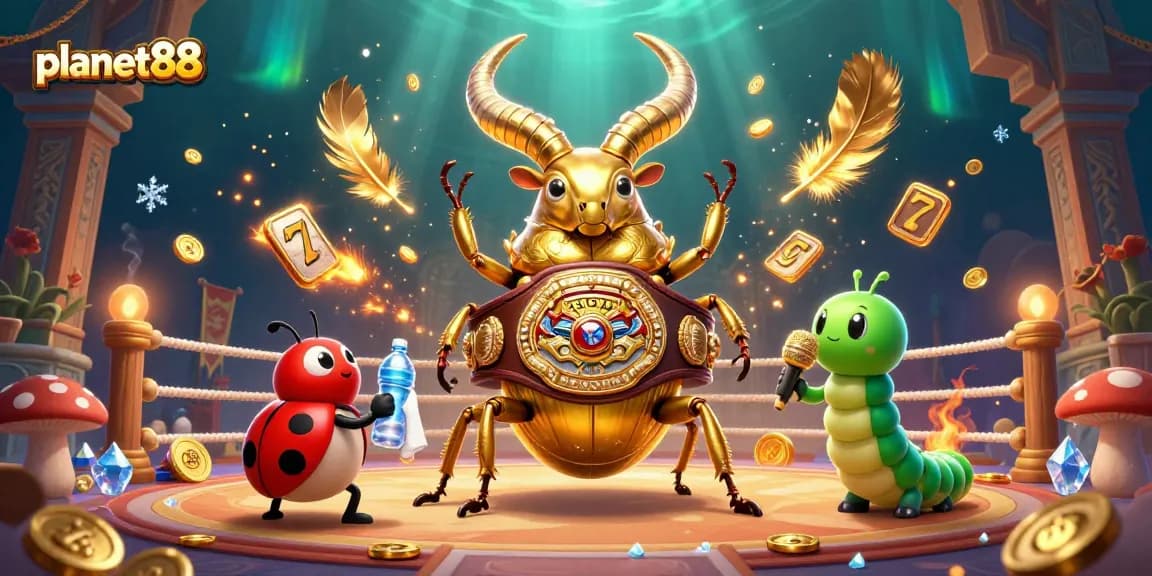 Win big at planet88 with slots and jackpots in this action-filled 3D digital illustration.