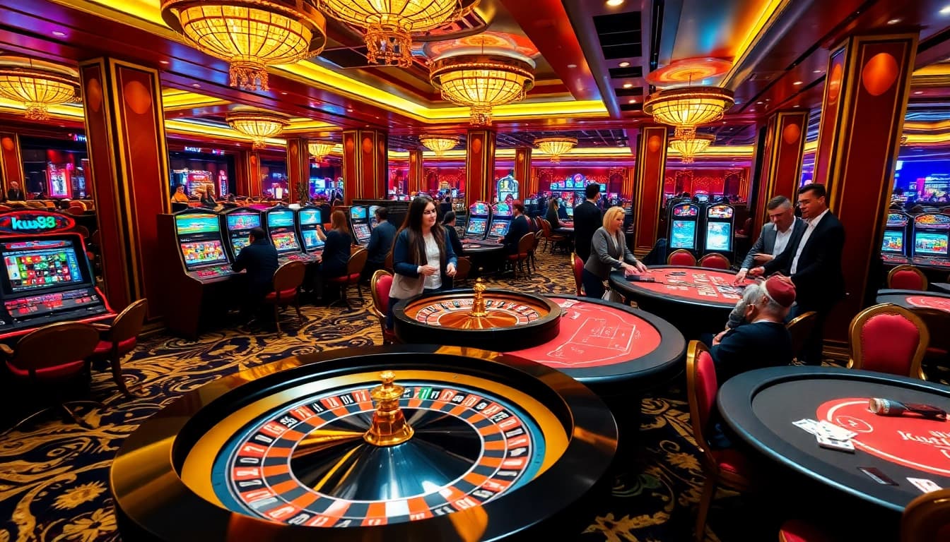 Experience the thrill of ku88 Casino with exciting gaming action at roulette and poker tables.