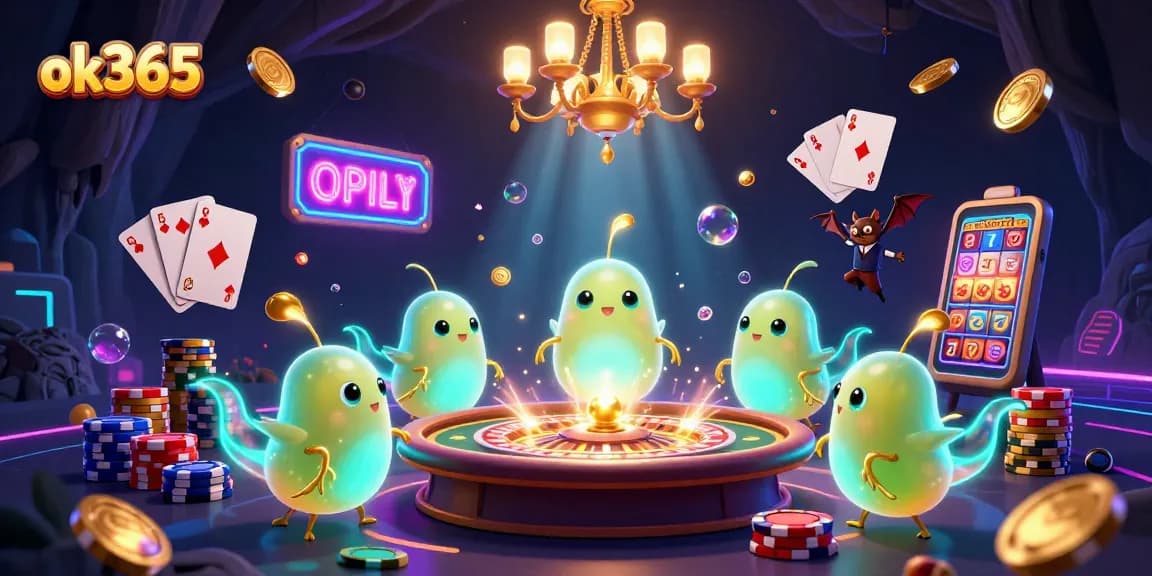 Experience excitement at ok365 with glowing gambling characters and dynamic casino elements.
