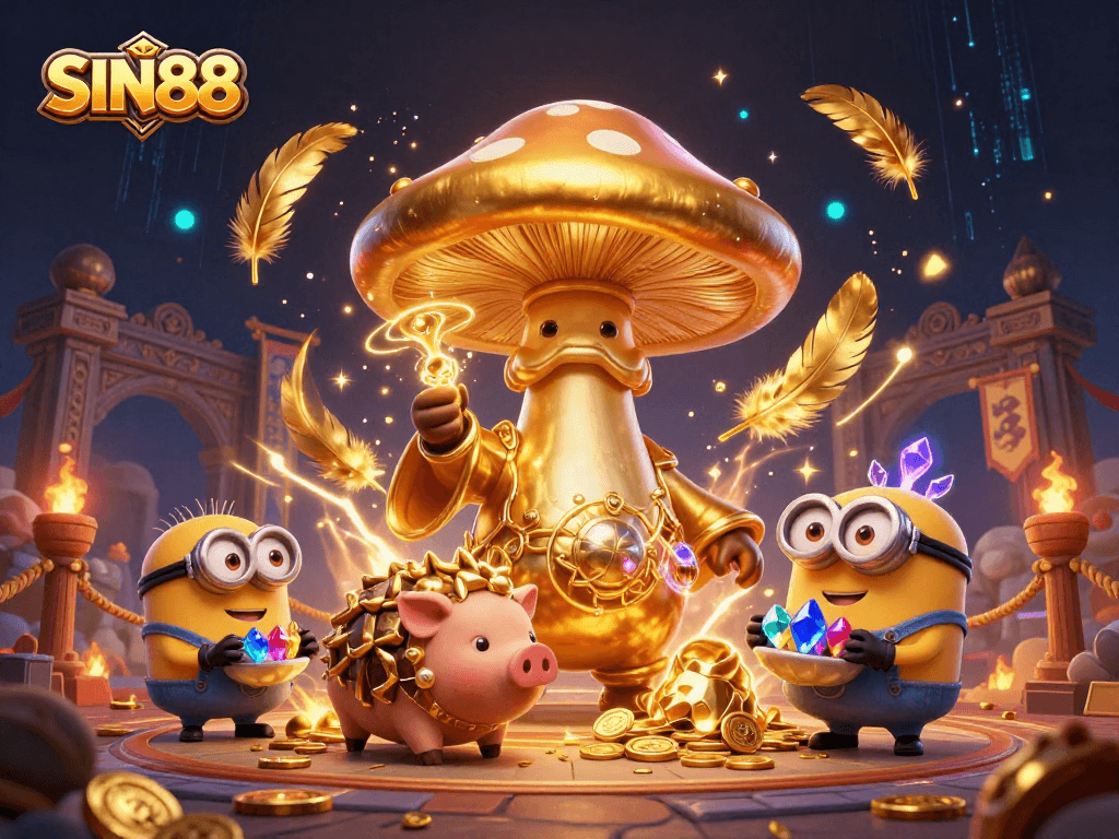 SIN88 unleashes thrilling magic in a dynamic casino scene filled with treasures and excitement.