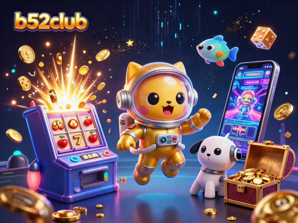 Win big at b52club with an exciting 3D casino adventure featuring astronauts and alien elements.