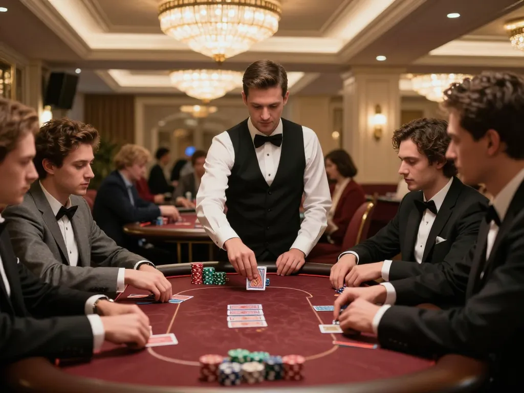 Players strategizing at a high-stakes poker table, experiencing intense competition at say88 casino.