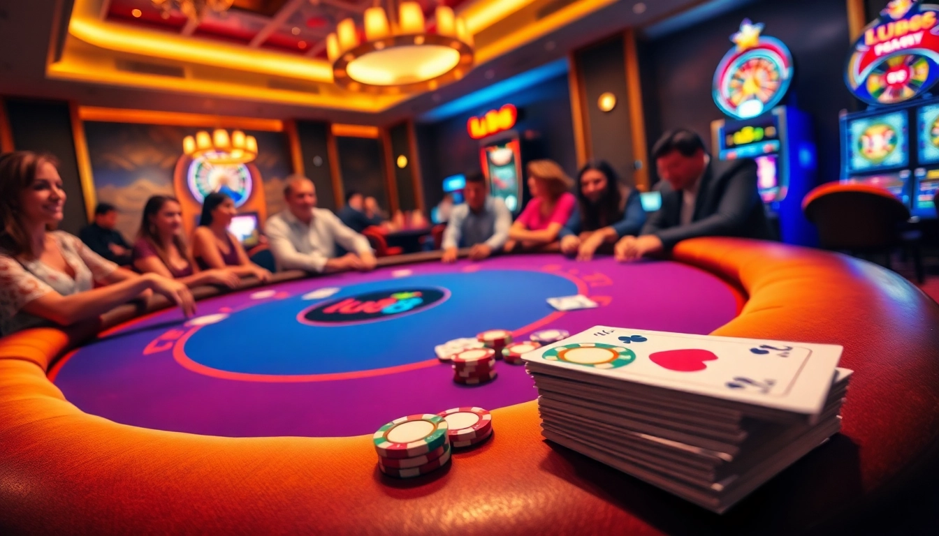 Experience the excitement with lu88 at a luxurious poker game featuring colorful chips.