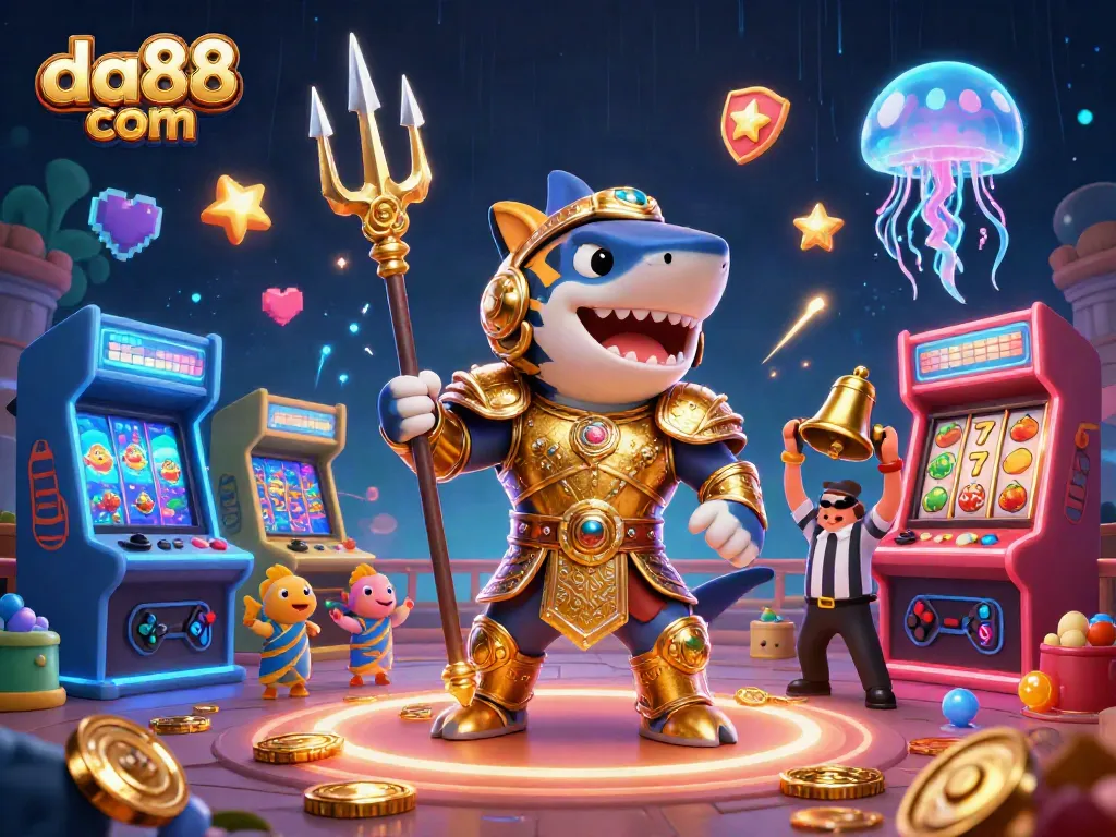 Engage with thrilling gaming action at da88 com featuring vibrant 3D casino elements and characters.