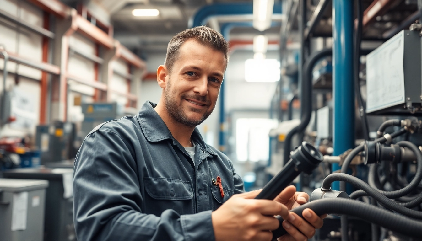 AquaForce Mechanical technician expertly working with tools in an industrial setting.