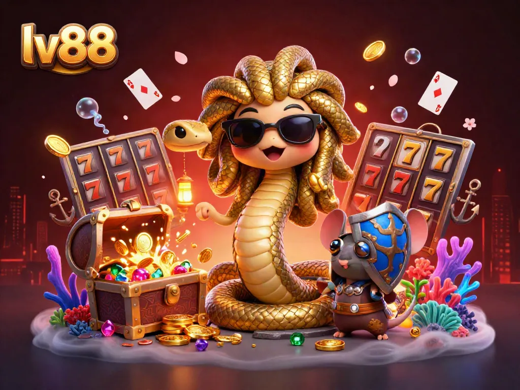 Experience winning thrills at lv88 with a Medusa character and vibrant casino elements illustrating the gaming excitement.