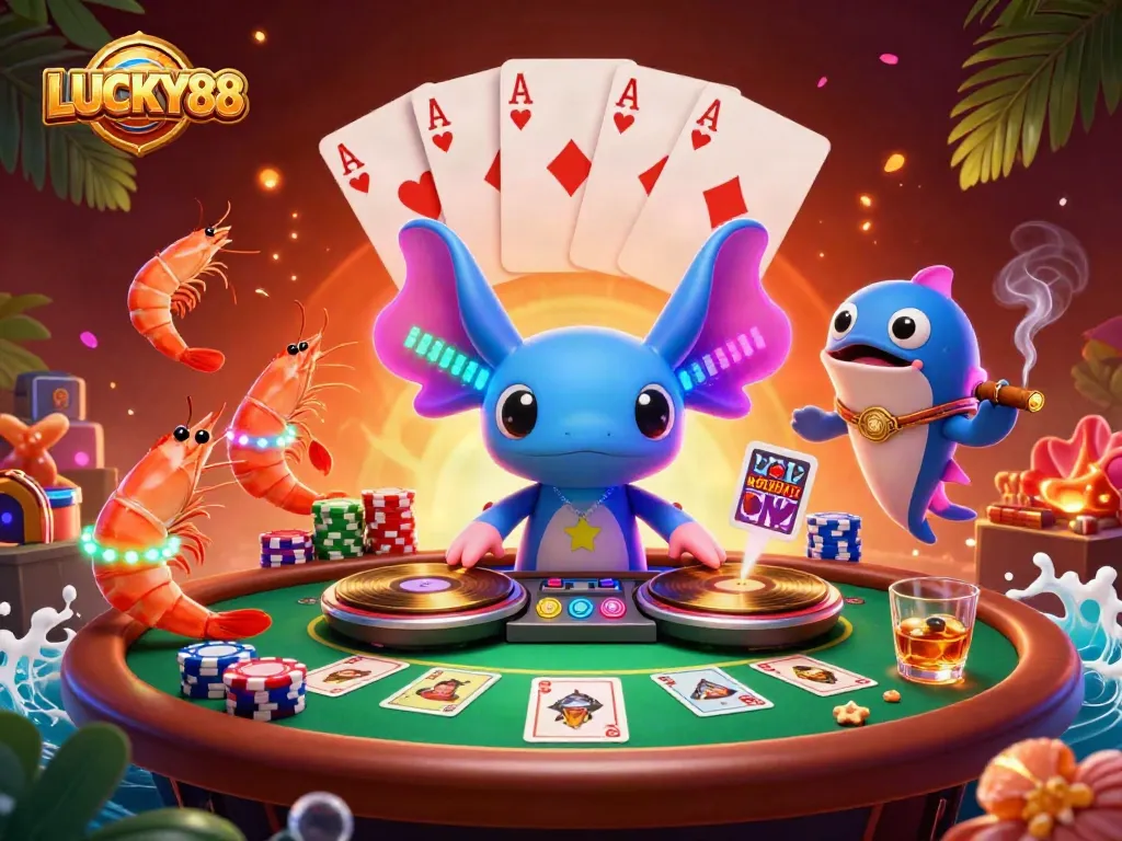Experience the thrill of LUCKY88 with a vibrant underwater casino scene packed with action.