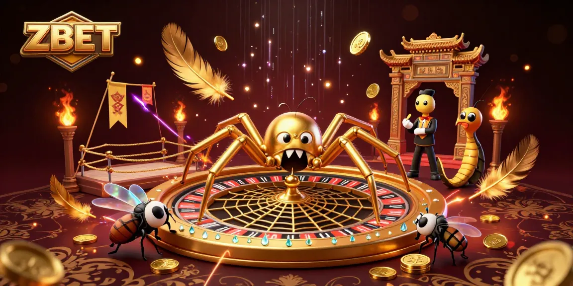 ZBET enhances the gambling experience with a vibrant 3D roulette wheel surrounded by dynamic casino elements.