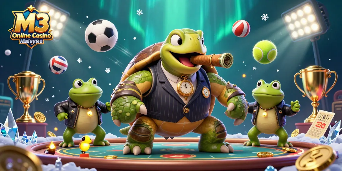 M3 Online Casino Malaysia showcased in a vibrant 3D casino scene with engaging characters and dynamic game elements.