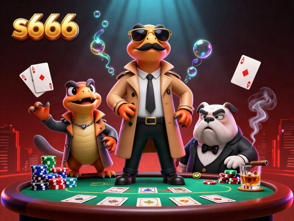 Engaging raptors in a trench coat at a VIP casino lounge, featuring s666 poker elements.