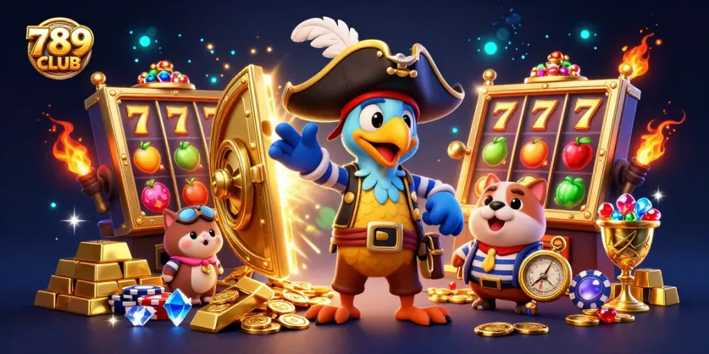 Win big at 789CLUB with exciting slots, treasure, and vibrant 3D gaming illustrations.