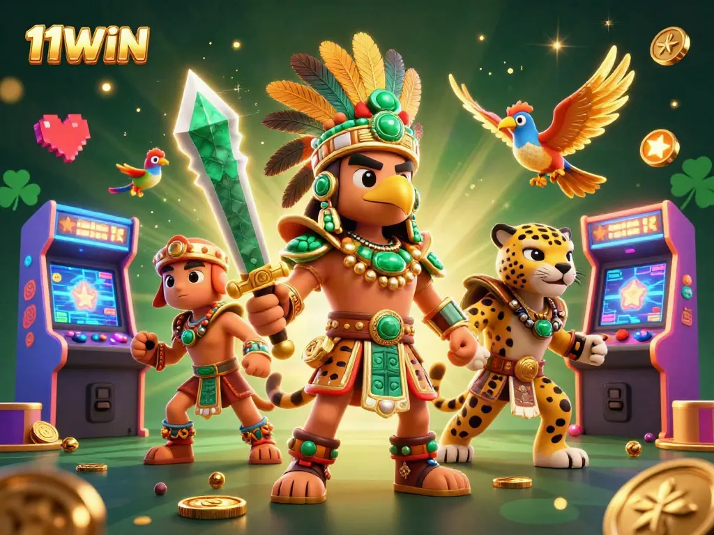 Engage a thrilling betting experience at 11WIN with colorful characters and vivid casino game elements.