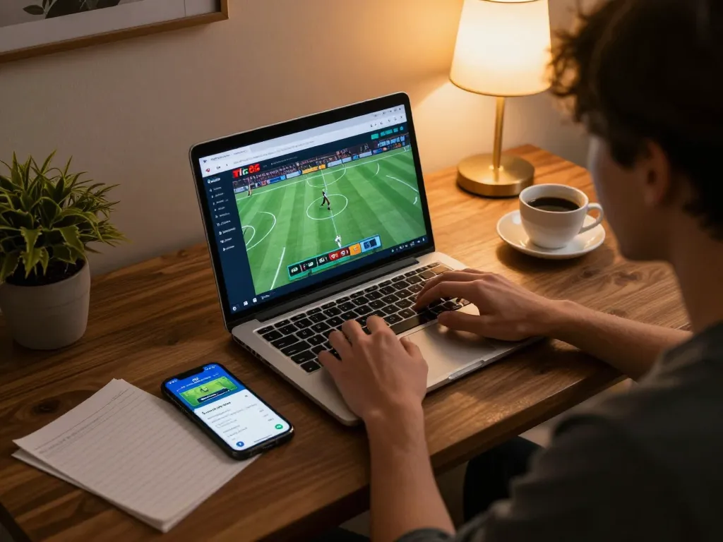 Engage in online gambling with the Link đăng ký Tic88 app in a modern home setting