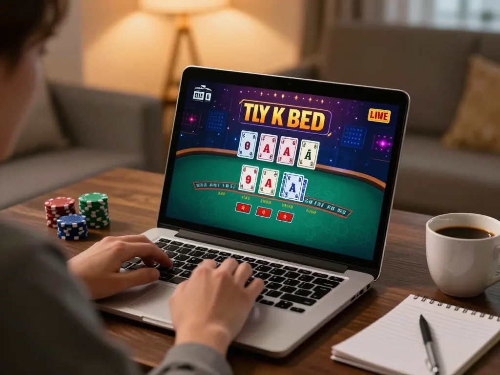 Max88 player engaging in online blackjack strategy from home, showcasing a live dealer game experience.