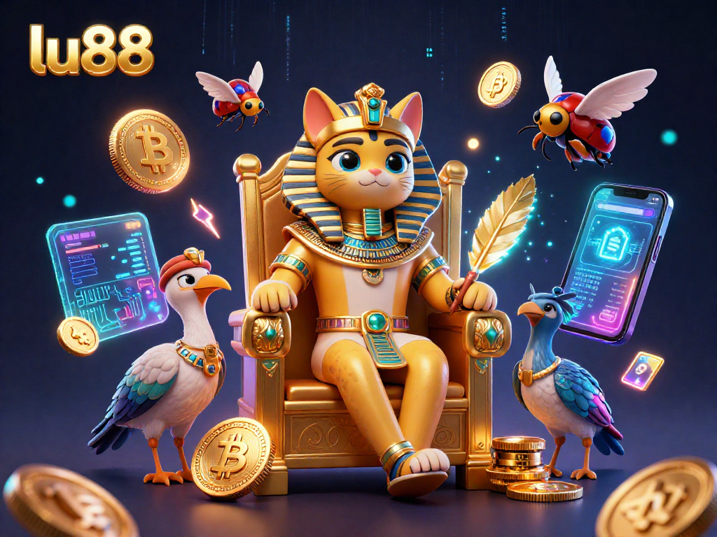 Experience thrilling online gambling at lu88 with vibrant gaming elements and Egyptian-inspired characters.