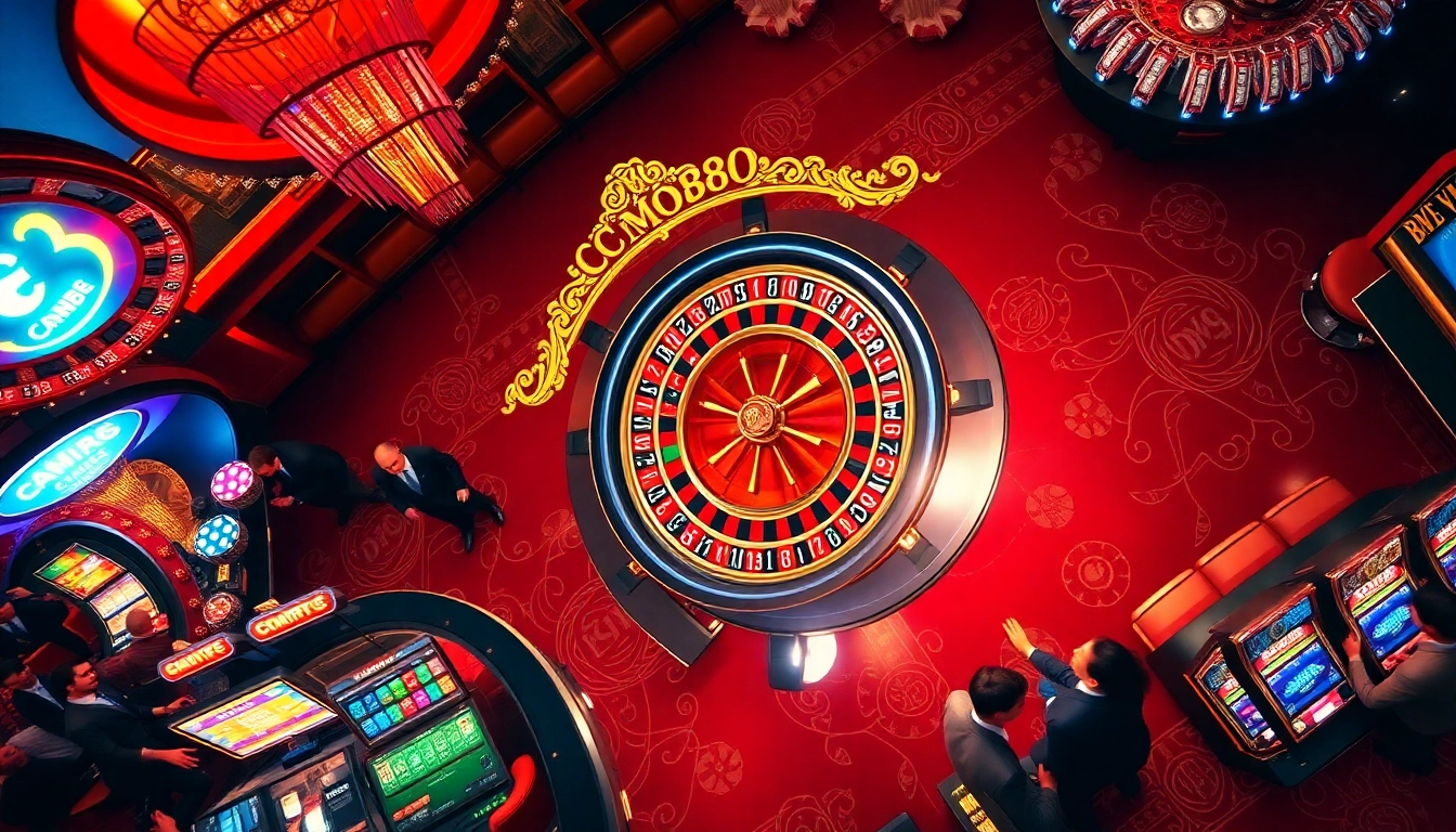 Experience the excitement of CM88 with a vibrant casino environment showcasing roulette and players.