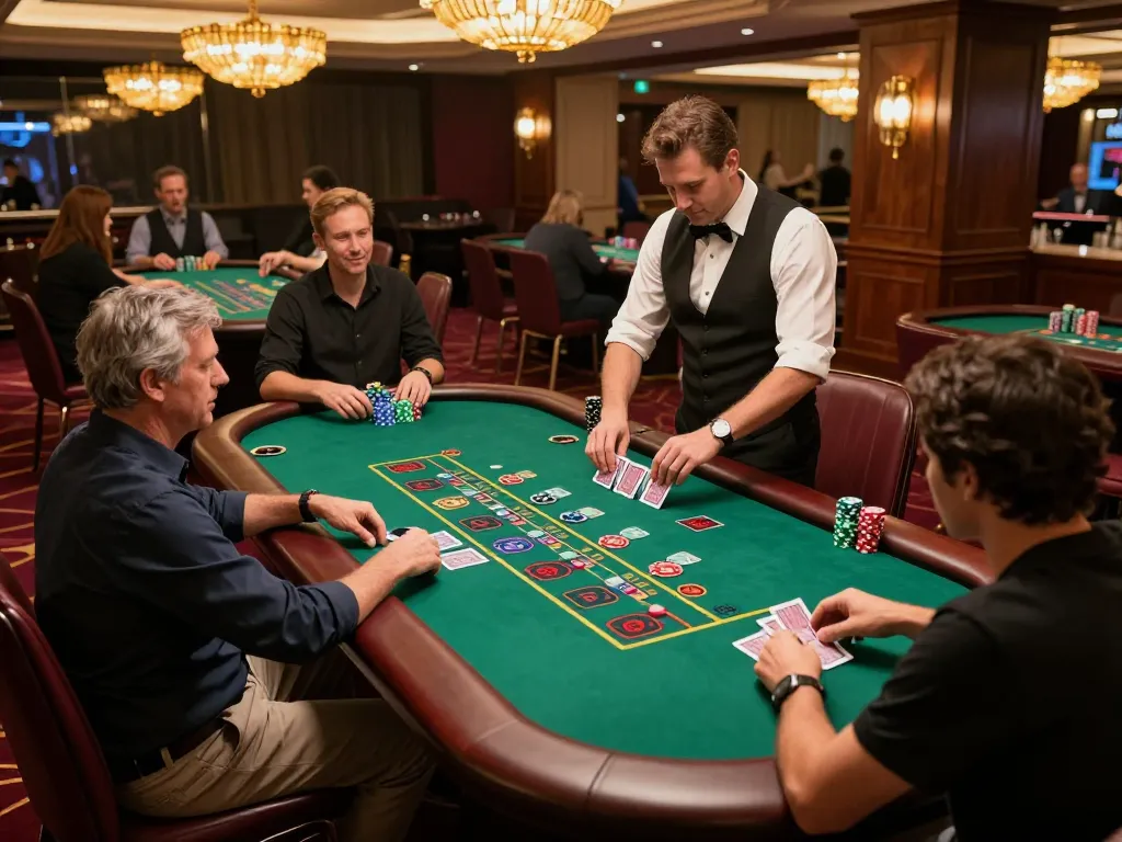 B52 club players engaging in a thrilling blackjack game under warm ambient lighting