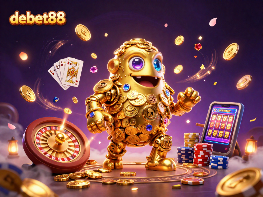 Experience the thrilling action at debet88 with vibrant casino symbols and dynamic elements.