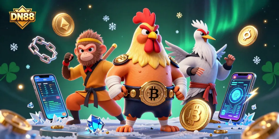 Claim exciting wins with DN88 in this vibrant 3D illustration featuring dynamic gaming elements.