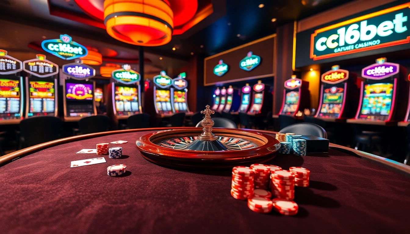 Experience the thrill of c168bet with vibrant casino elements like poker chips and a roulette wheel.