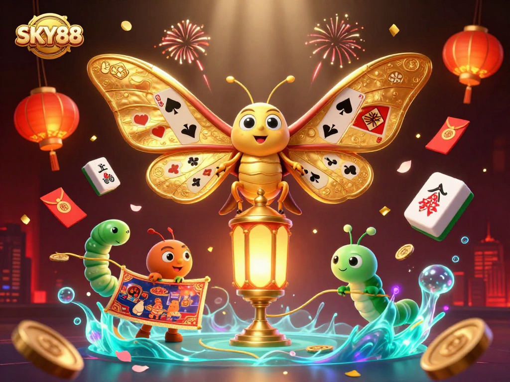 Experience exciting gaming at SKY88 with vibrant visuals of casino-themed elements.
