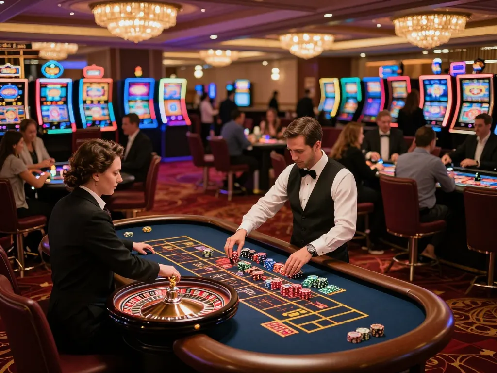 Players engaging at a roulette table in a vibrant casino, highlighting vb88 strategies for gameplay