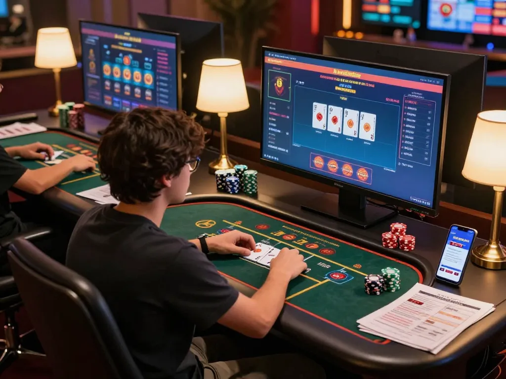 Engaging online gaming setup showcasing new88blog app interface and poker strategies for dynamic gambling.