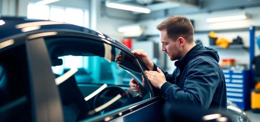 Get expert auto window tint near me with skilled technicians in a modern vehicle setting.