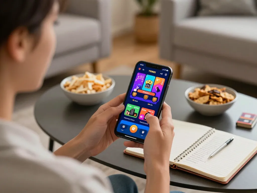 Engaged user placing bets on TR88 mobile app in a cozy home setting, emphasizing responsible gambling.