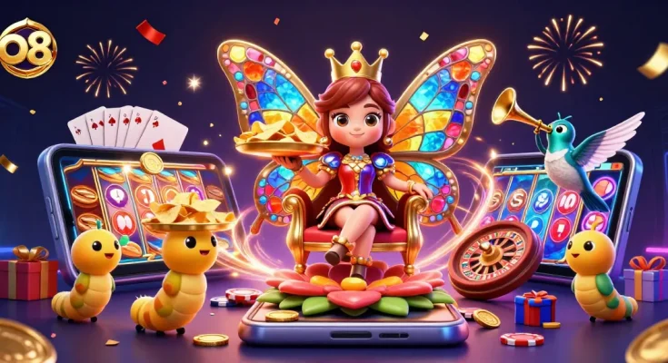 Experience the vibrant world of o8 with immersive gaming elements and a magical casino atmosphere.
