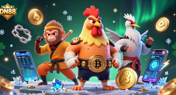 Claim exciting wins with DN88 in this vibrant 3D illustration featuring dynamic gaming elements.