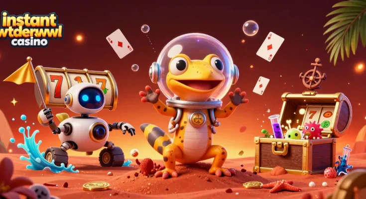 Experience instant withdrawal casino excitement as a Martian gecko discovers a hidden gold oasis!