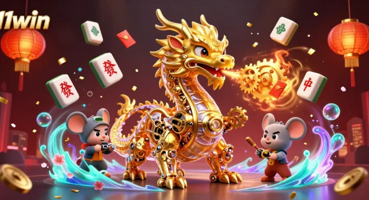 Experience thrilling gaming action with vibrant elements at 11win casino illustration.