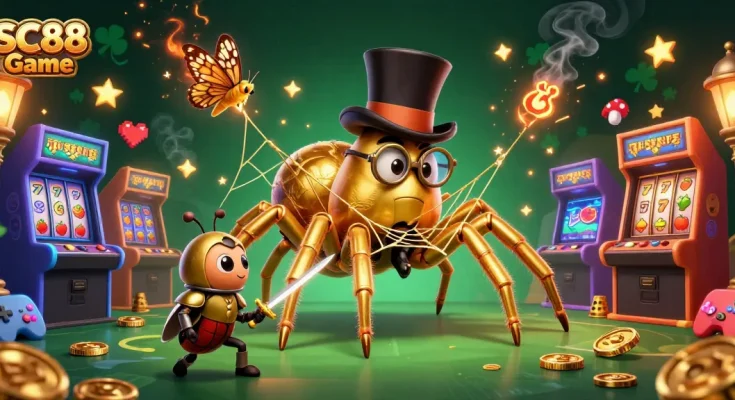 Engage with the SC88 Game featuring a thrilling casino scene with golden elements and dynamic characters.