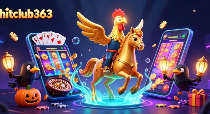 Engage with hitclub363's vibrant online casino scene featuring golden rooster and exciting gaming elements.