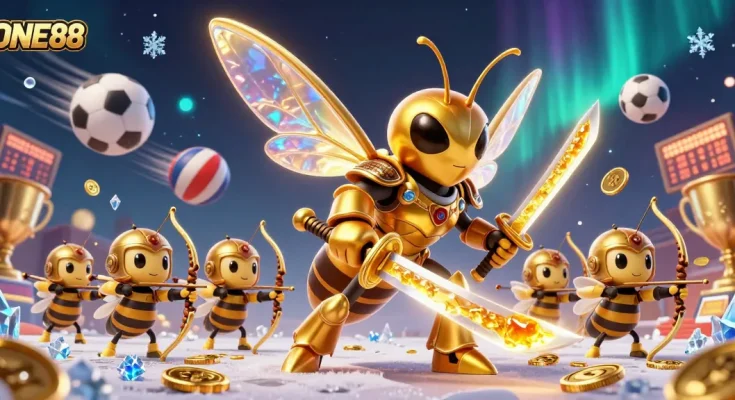 Engage with ONE88's thrilling sports betting scene featuring dynamic elements and vibrant characters.